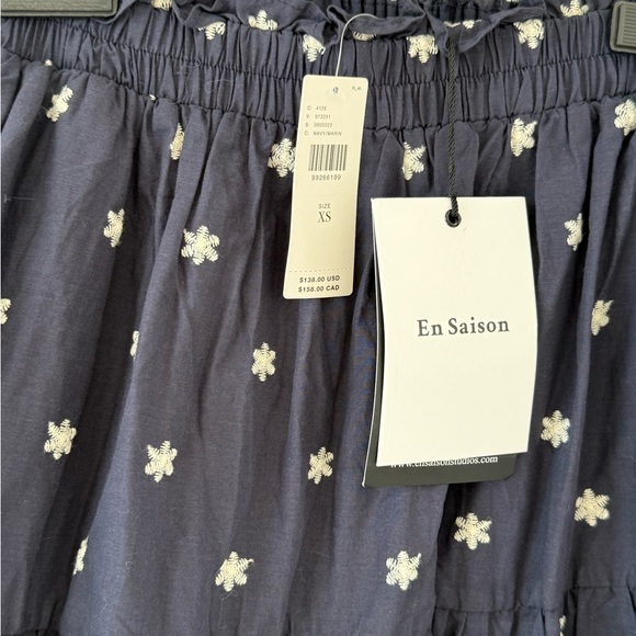 En Saison navy Maxi Skirt with White Floral Design with pockets - Picture 3 of 5